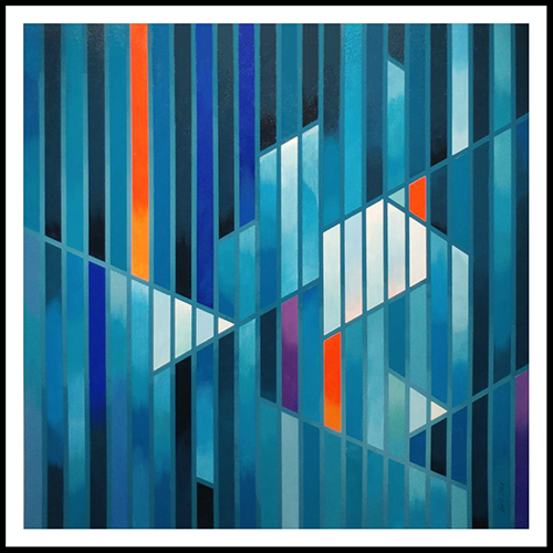 Aquamarine abstract acrylic painting