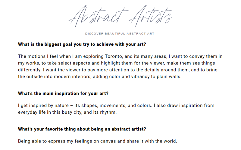Interview for Discover Abstract Artists
